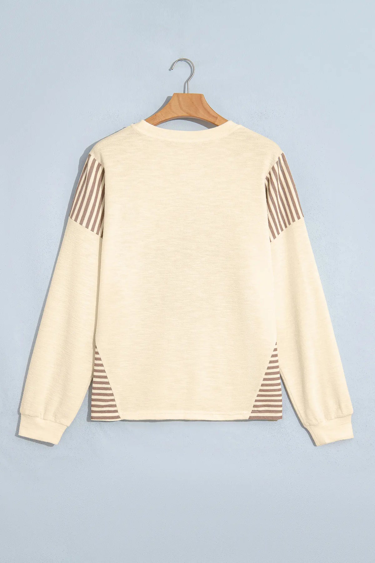 Jet Stream Western Print Striped Detail Long Sleeve Casual Top – Cream