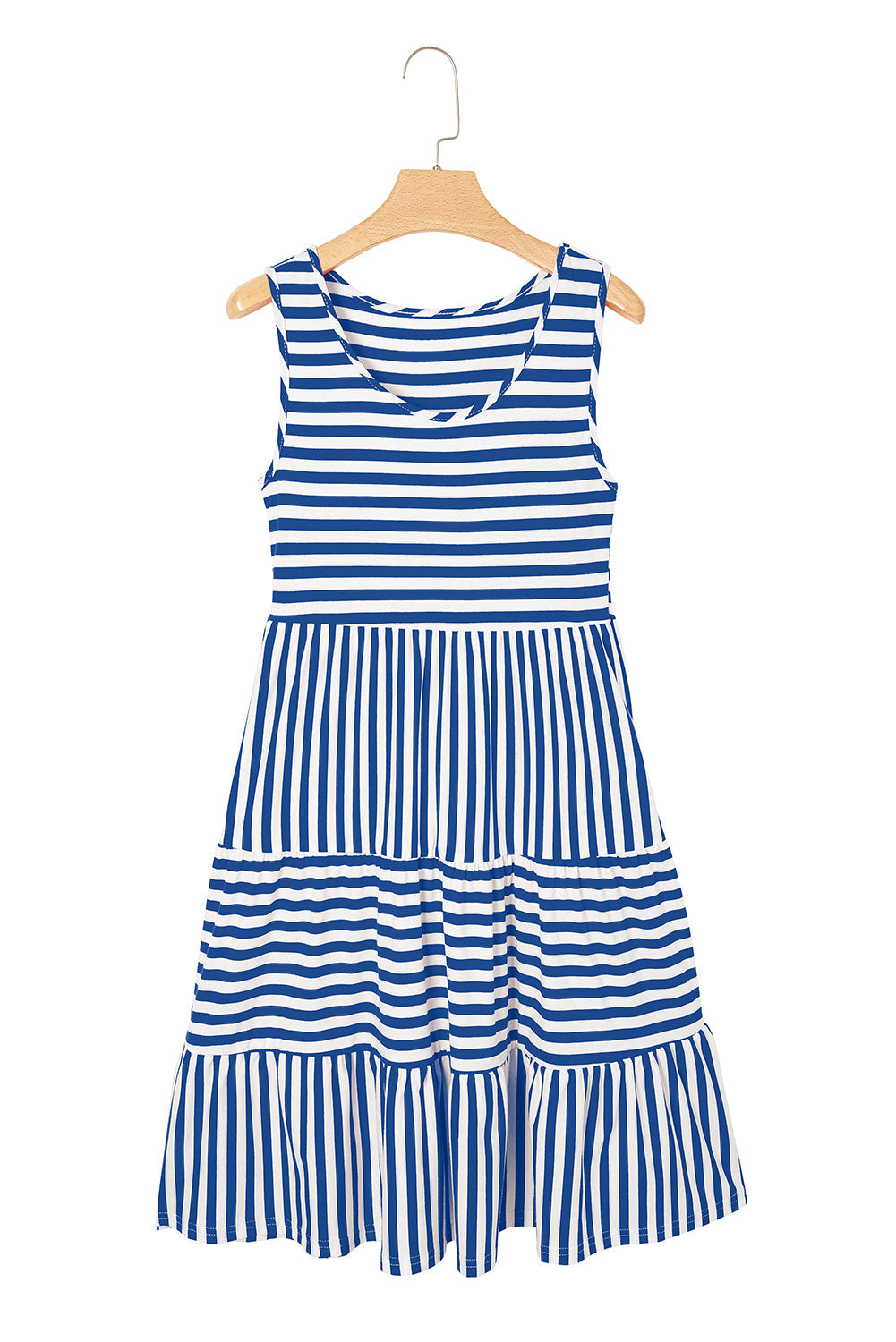 Stripe U-Neck Sleeveless Loose Fit Mini Dress eAura