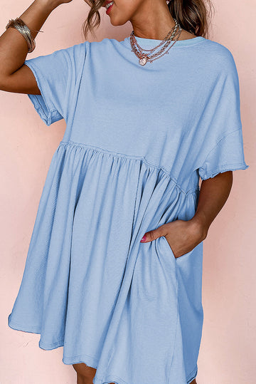 Pocketed Raw Edge Babydoll Dress eAura