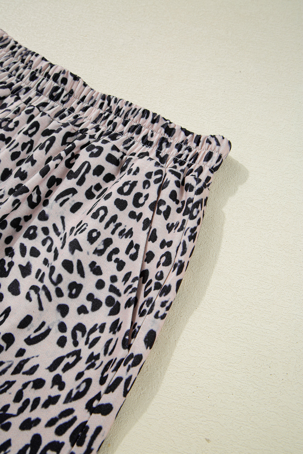 Brown Leopard Half Zipper Collared Ruffled Sleeve Top and Short Set eAura