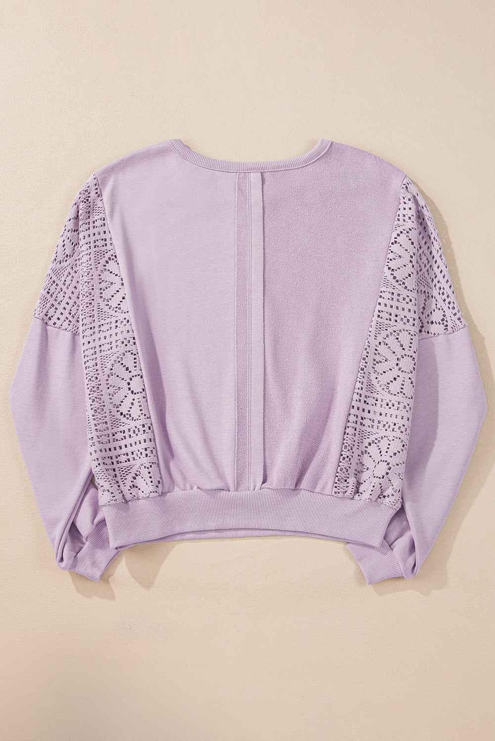 Knit Crochet Exposed Seam Ribbed Trim Sweatshirt eAura