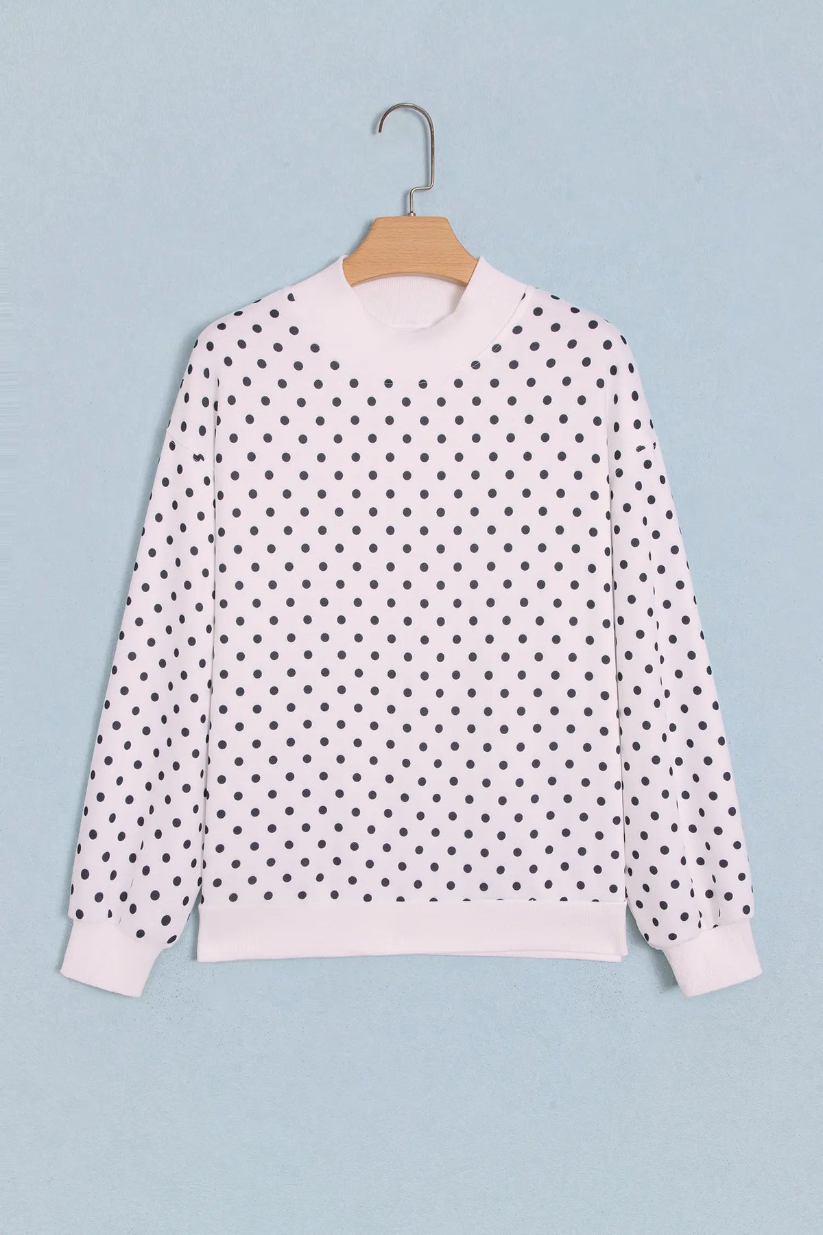 Mock Neck Polka Dot Sweatshirt