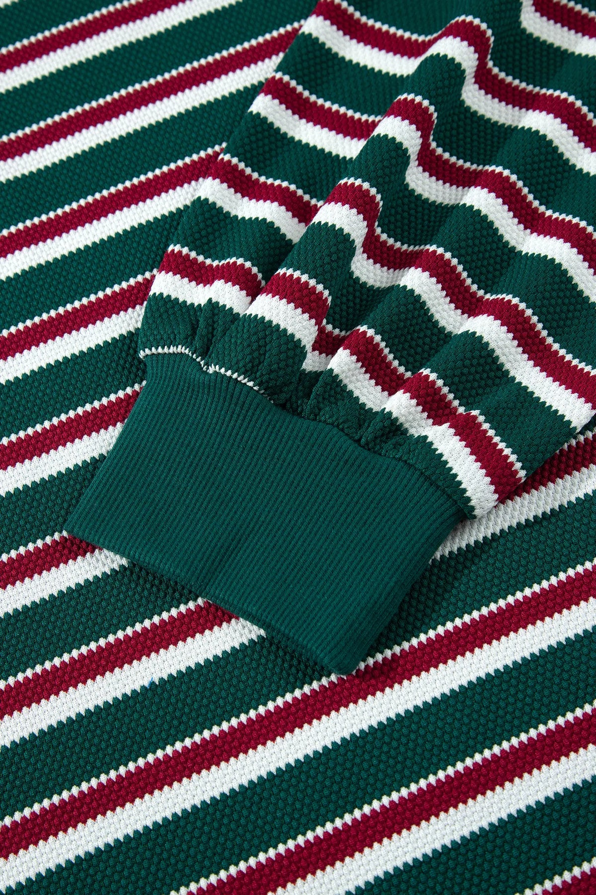 Striped Colourblock Round Neck Long Sleeve Shift Plus Size Sweatshirt – Green Stripe