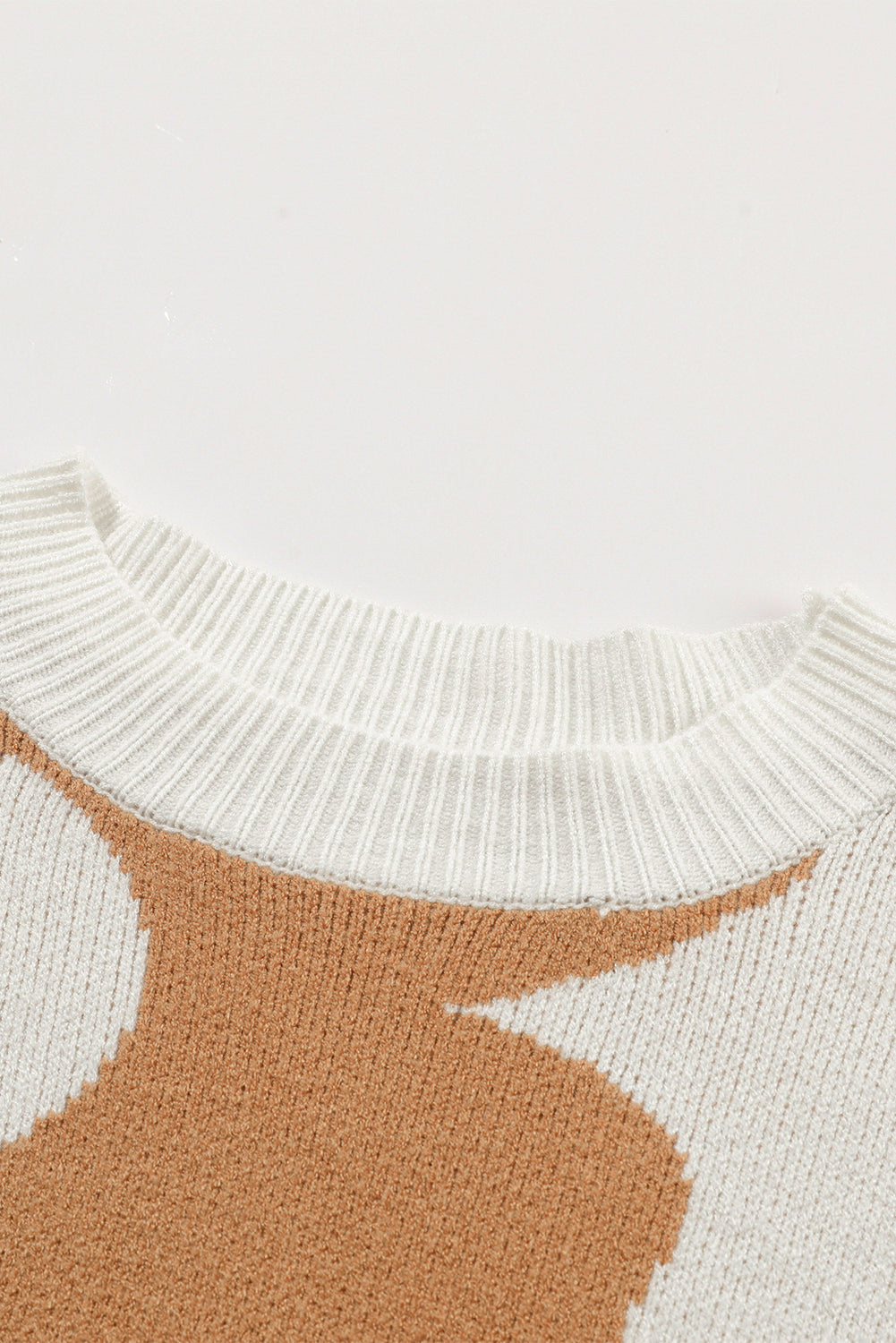 Khaki Big Flower Pattern Drop Shoulder Sweater eAura