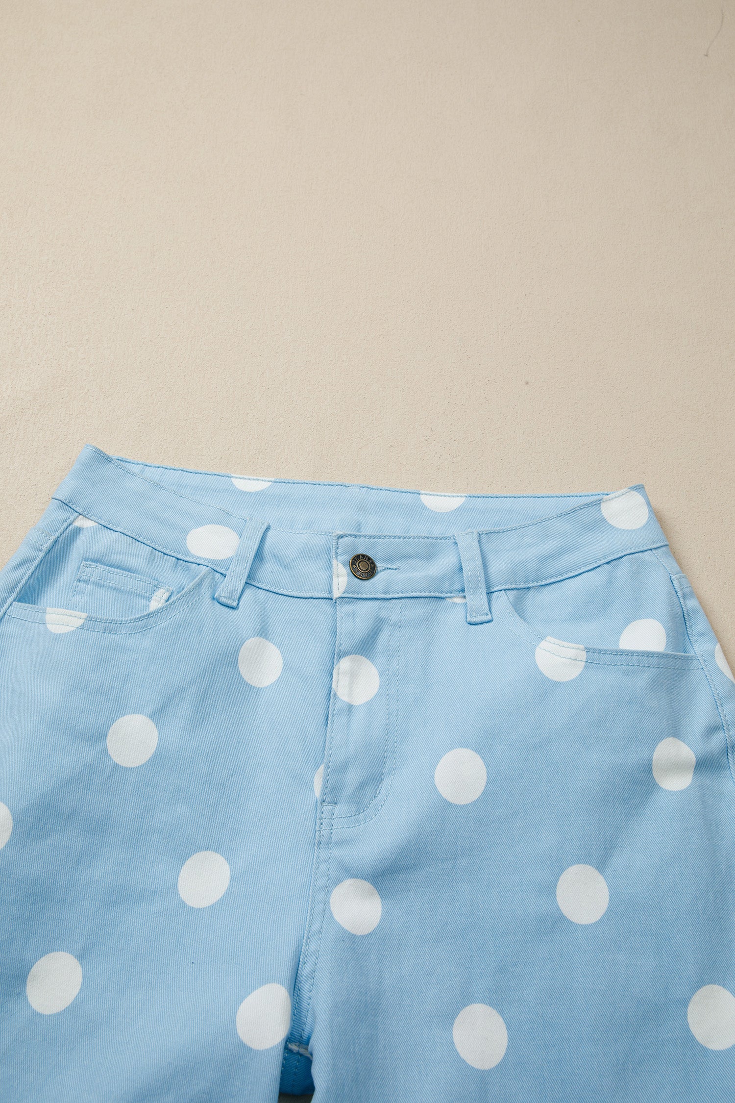 Polka Dot Print Raw Hem Shift Jeans