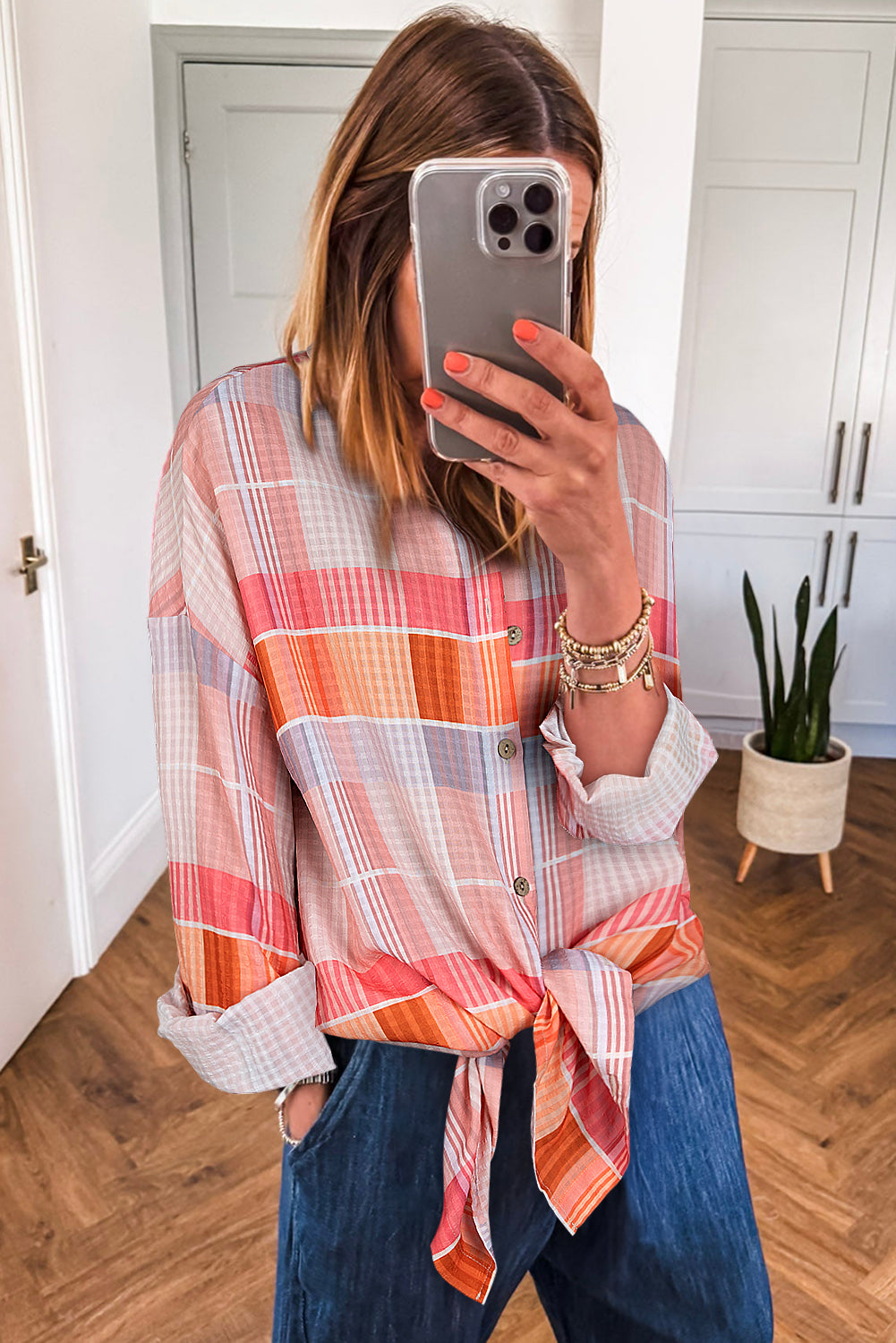 Pink Oversized Check Tunic Shirt - eAura