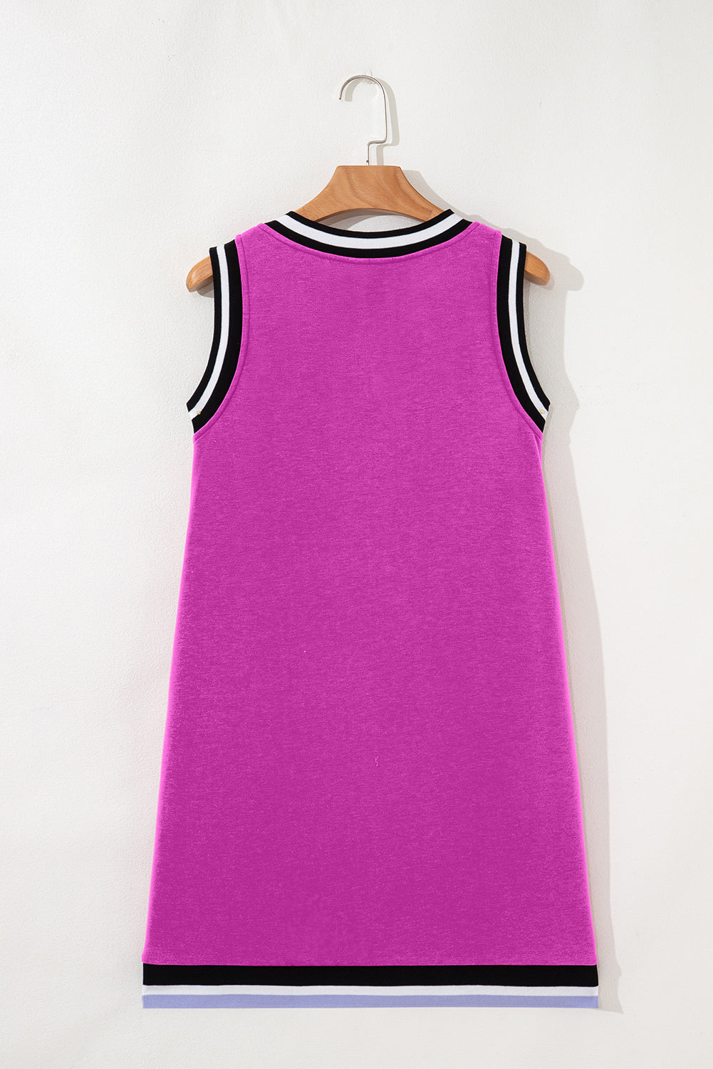 Contrast Trim V-Neck Shift Sleeveless Mini Dress eAura