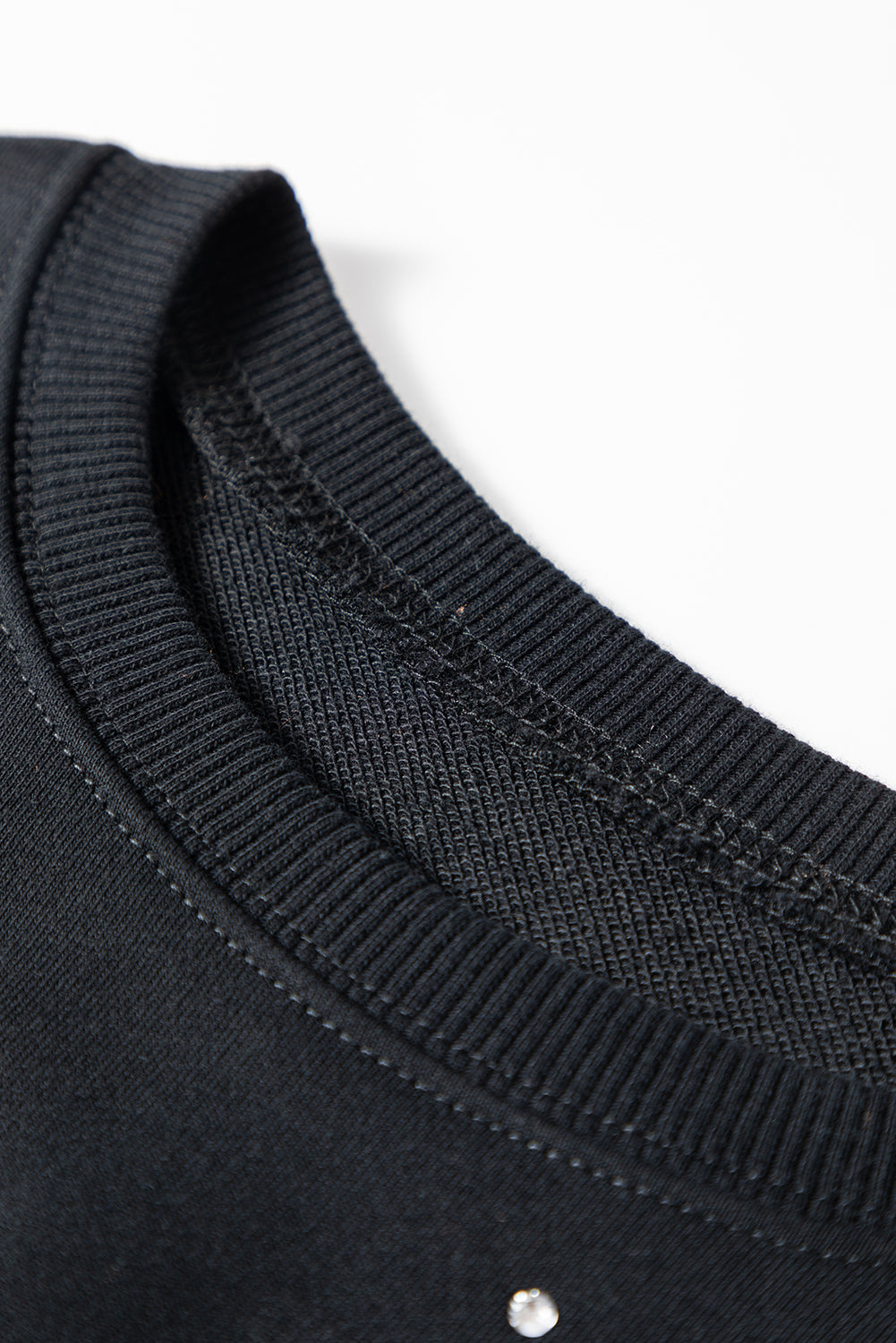 Black Rhinestone Embellished Drop Shoulder Sweatshirt - eAura