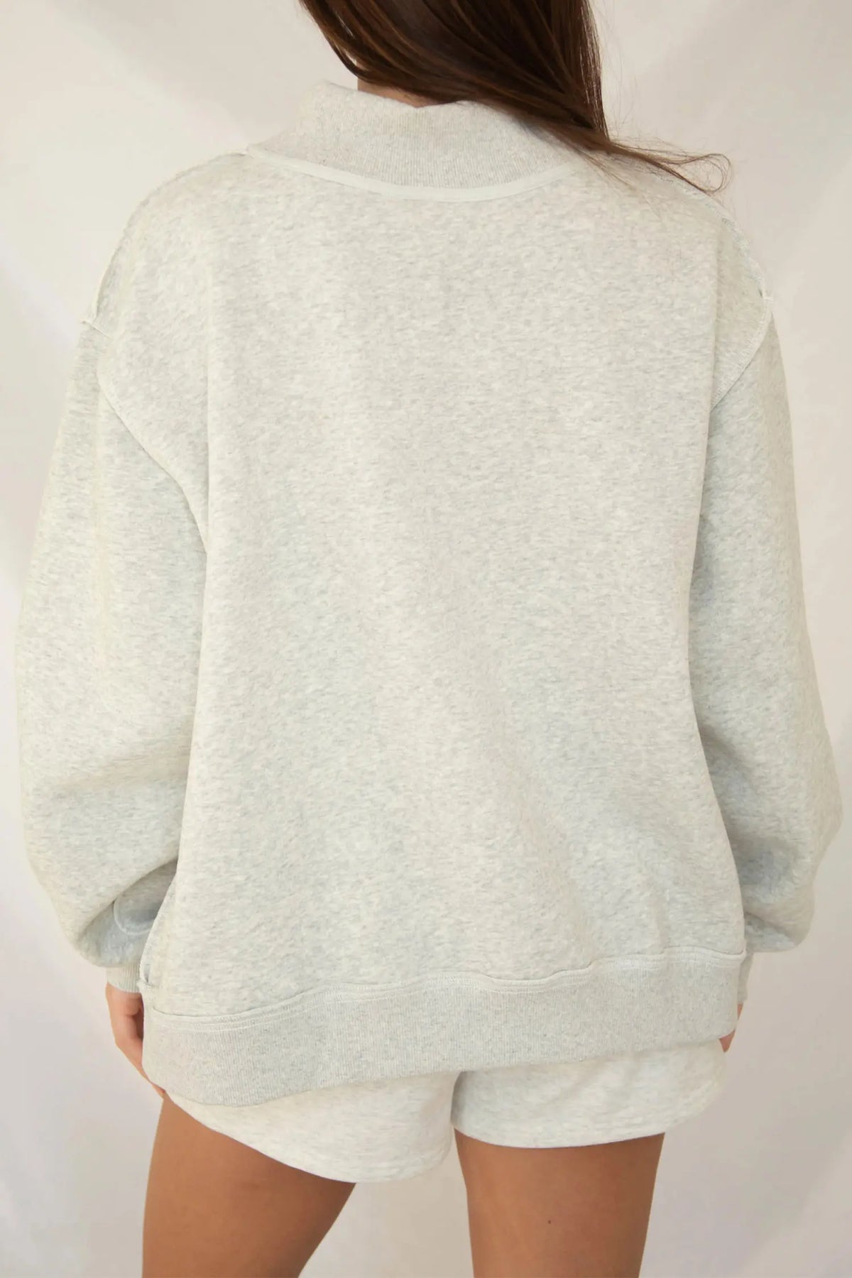 Gray Polka Dot Letter Print Loose Fit Long Sleeve Plus Size Sweatshirt