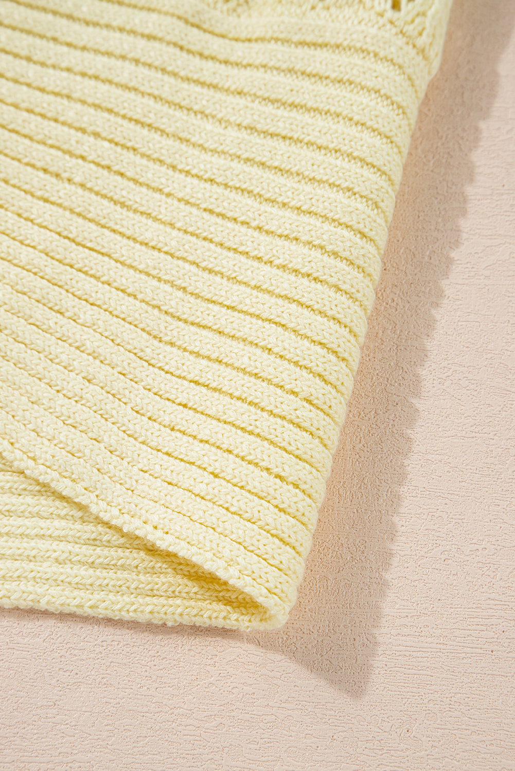 Yellow Cream Pointelle Knit Open Front Short Cardigan eAura