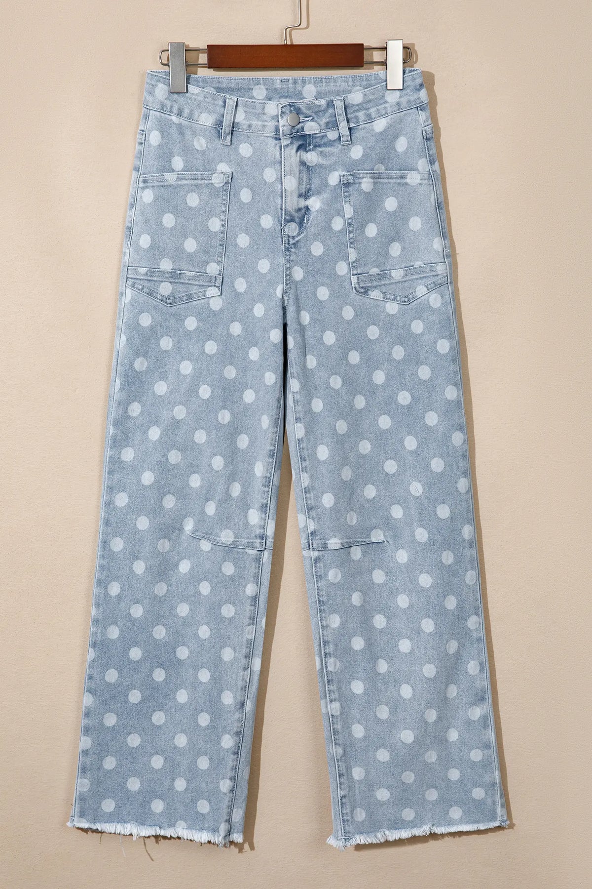 Polka Dot Casual Slim Fit Jeans – Pink