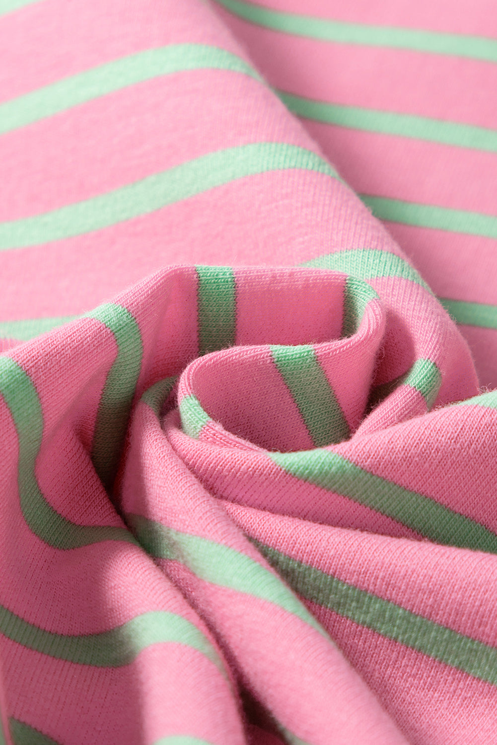 Pink Striped Crew Neck Cap Sleeve T Shirt - eAura