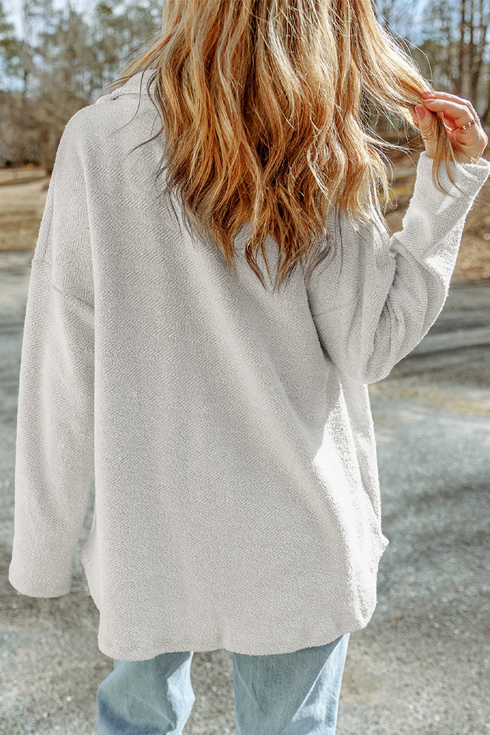 Grey Contrast Flap Pockets Relaxed Shacket Beagle Boutique Fashion Outlet