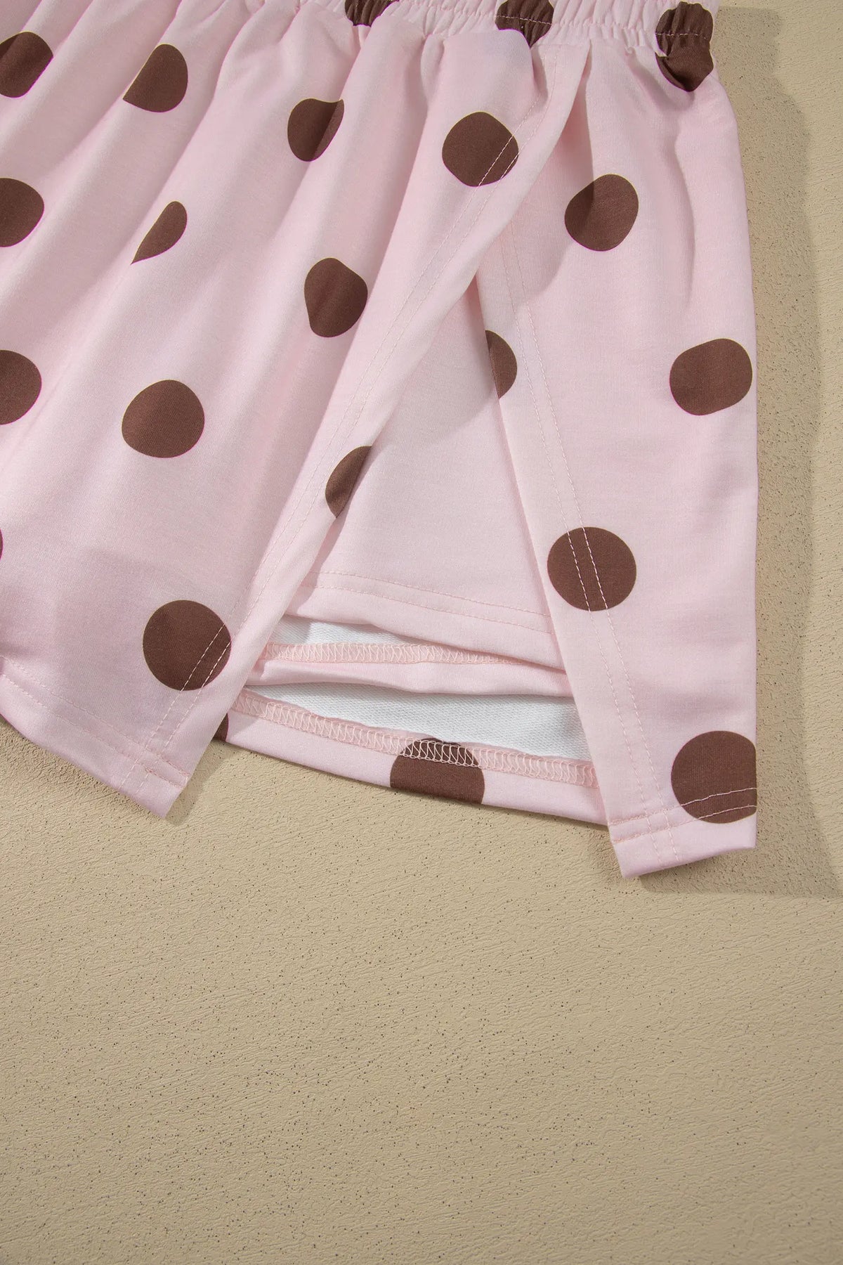 Polka Dot Two Piece Set Long Sleeve Casual Skirt Set – Pink