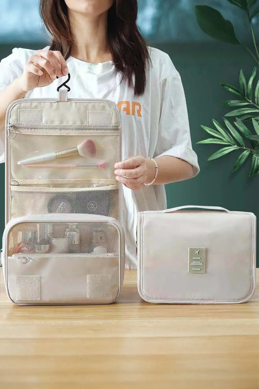 Multi-functional Make Up Organizer Travel Toiletry Bag – Apricot