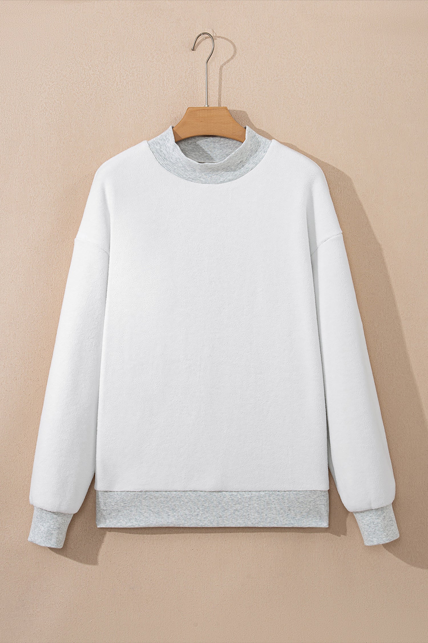 Black Oversize Drop Shoulder Reversible Mock Neck Sweatshirt