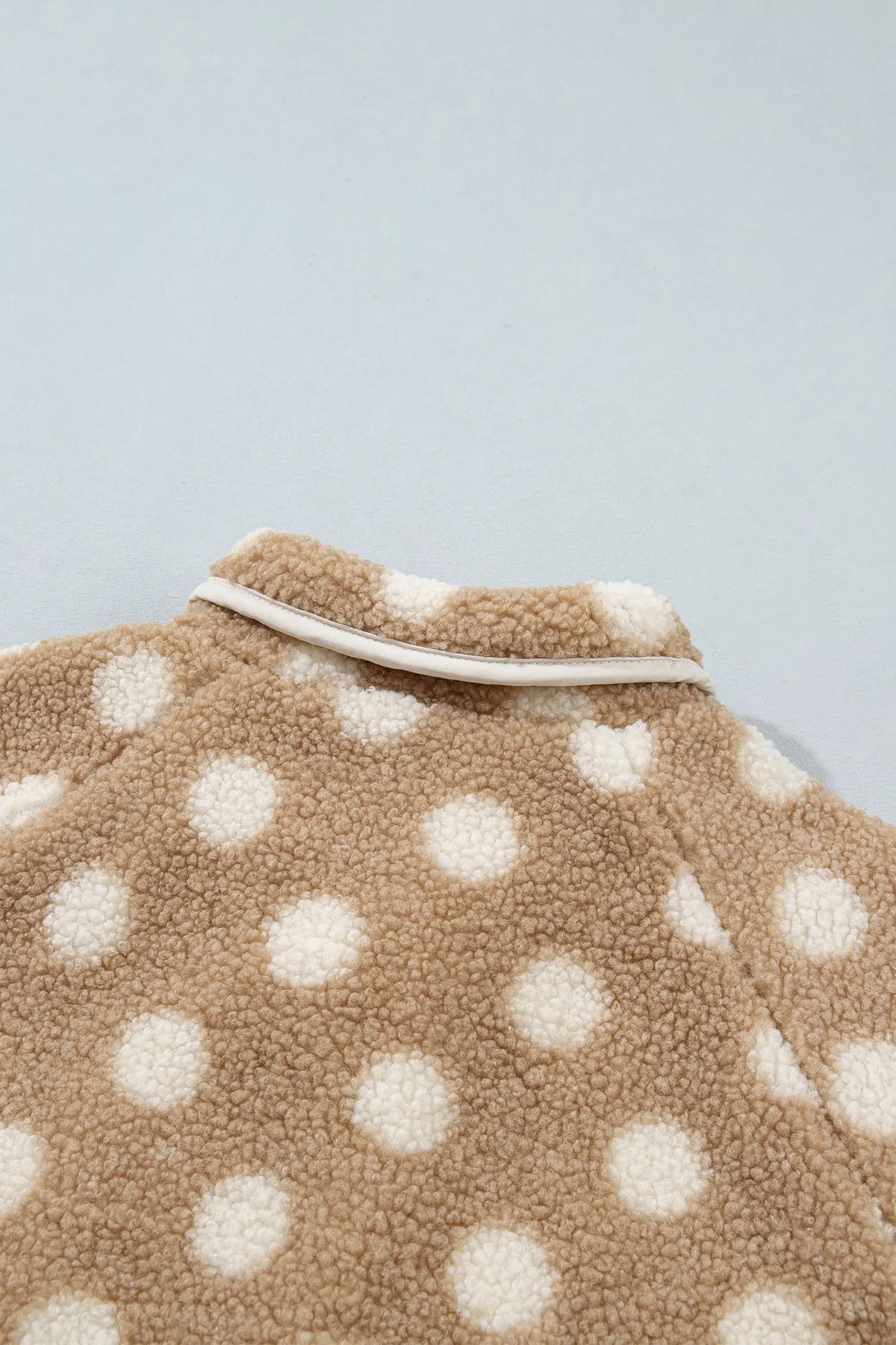 Faux Fur Jacket with Polka Dots and Metal Button Placket
