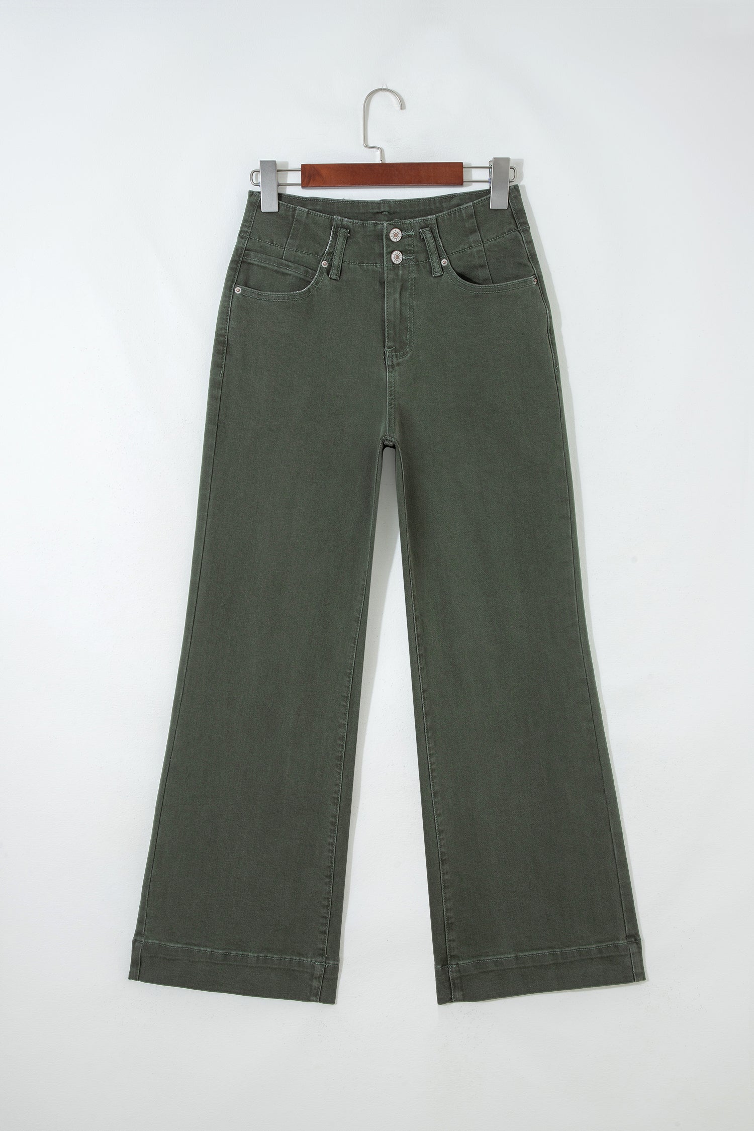 Double Button High Waist Flared Bottom Jeans