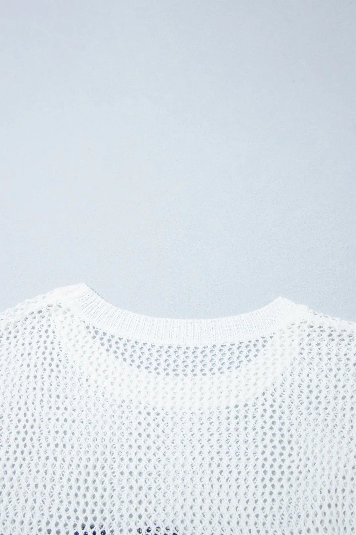 Chenille BEACH Lettering Hollow Out Knit Casual Sweater – White