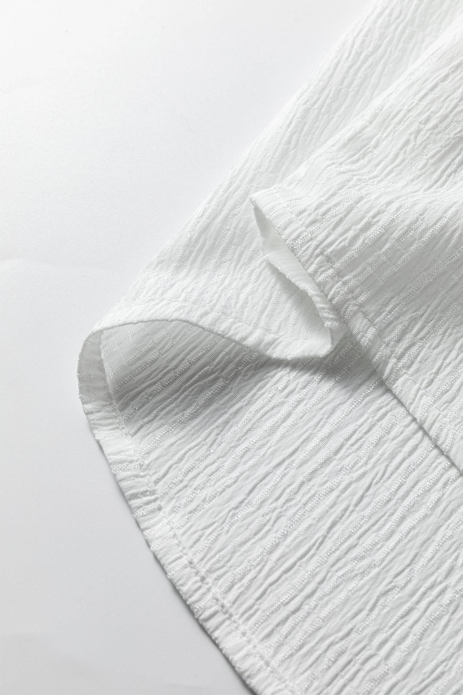Crinkled Texture Lantern Sleeve Baggy Shirt - Tops/Blouses & Shirts