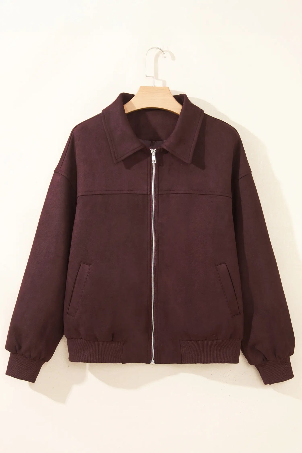 Zip-up Metal Placket Collar Jacket