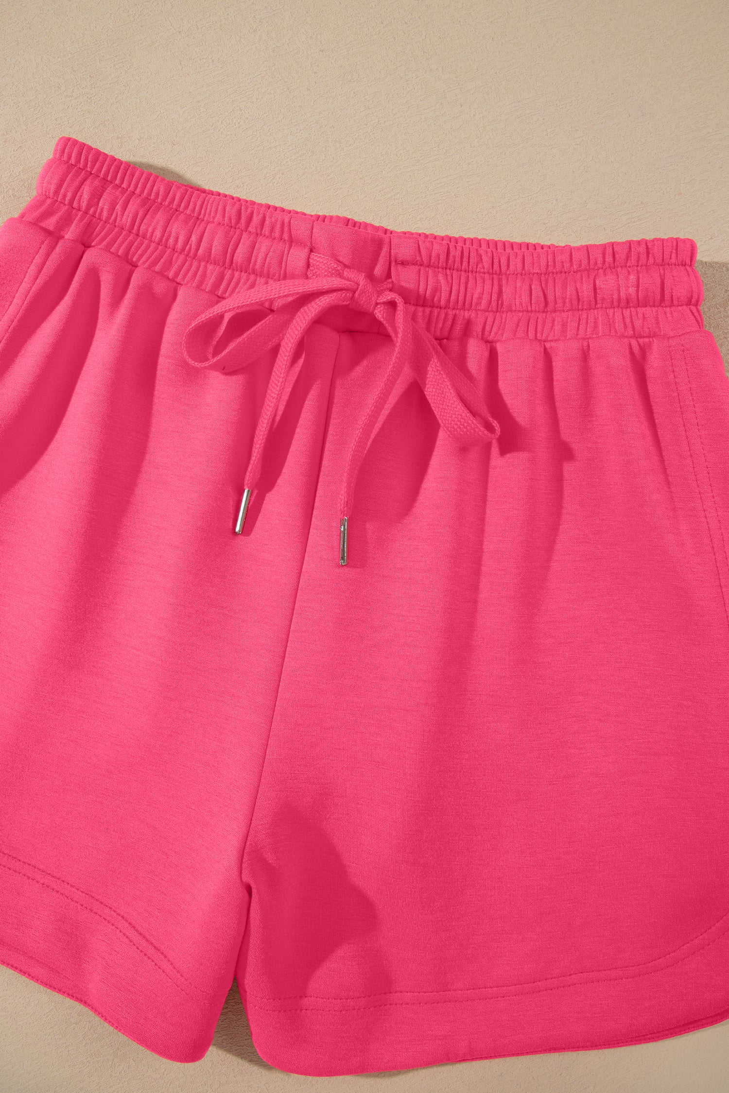 Quarter Zip Sleeveless Top Drawstring Shorts Casual 2pcs Outfit – Fiery Red