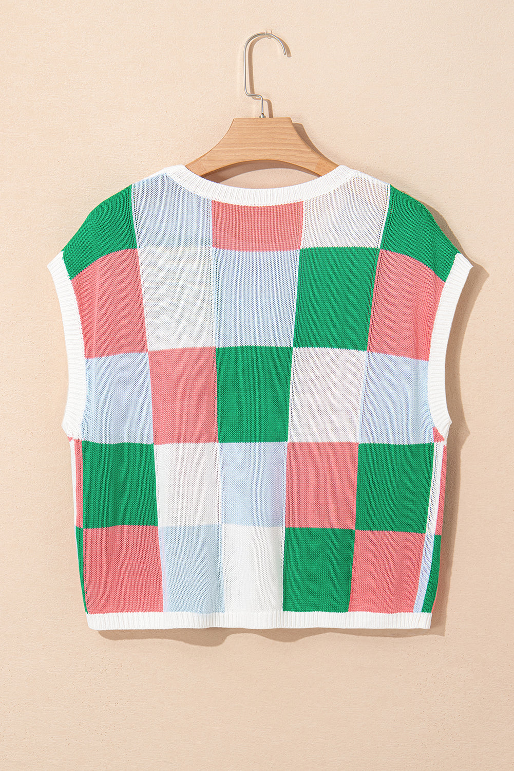 Dark Green Colour Block Cap Sleeve Sweater eAura