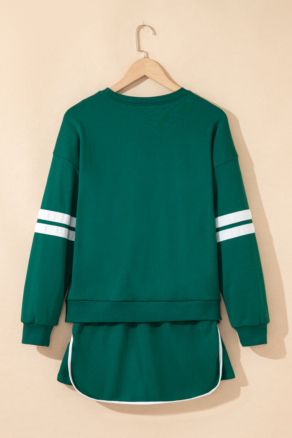 Varsity Stripe Detail Drop Shoulder Pullover Mini Skort Co-ord Set - eAura