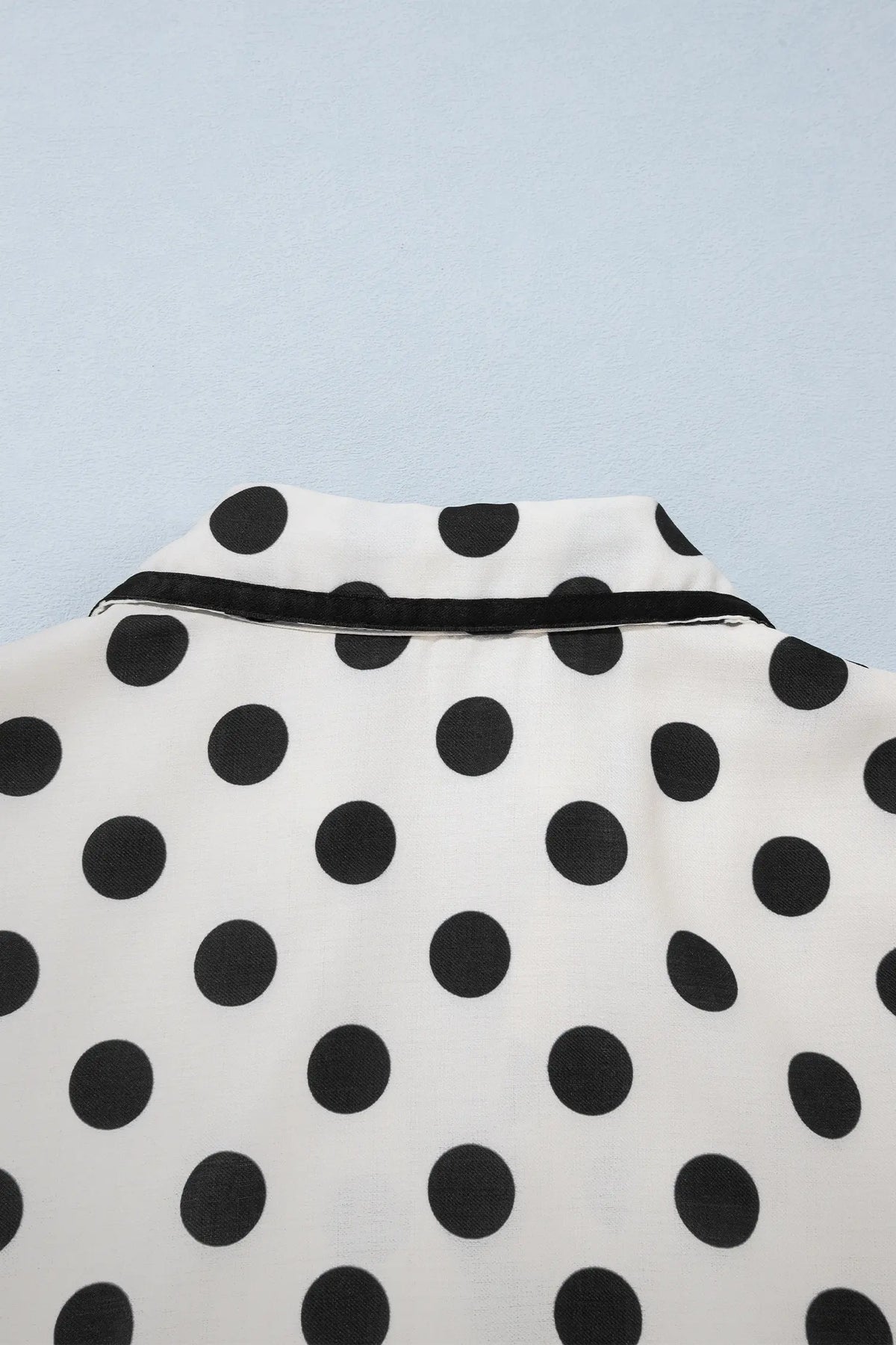 Polka Dot Half Sleeve Collar V Neck Pocketed Casual Mini Dress – White