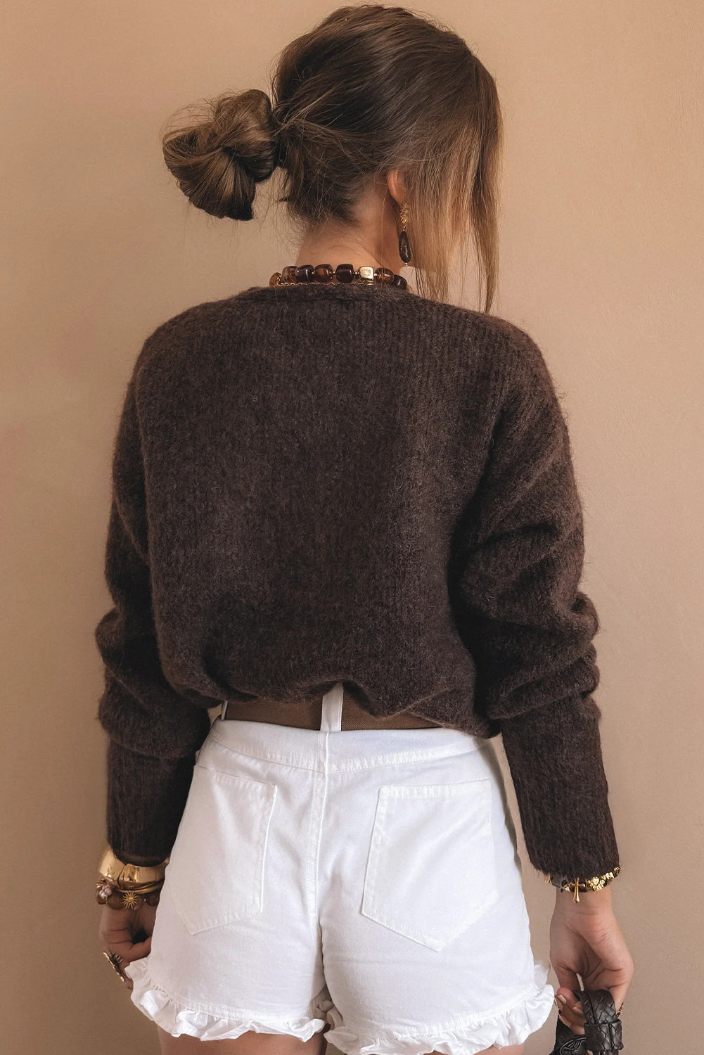 Heart Metal Button V-Neck Cardigan - eAura