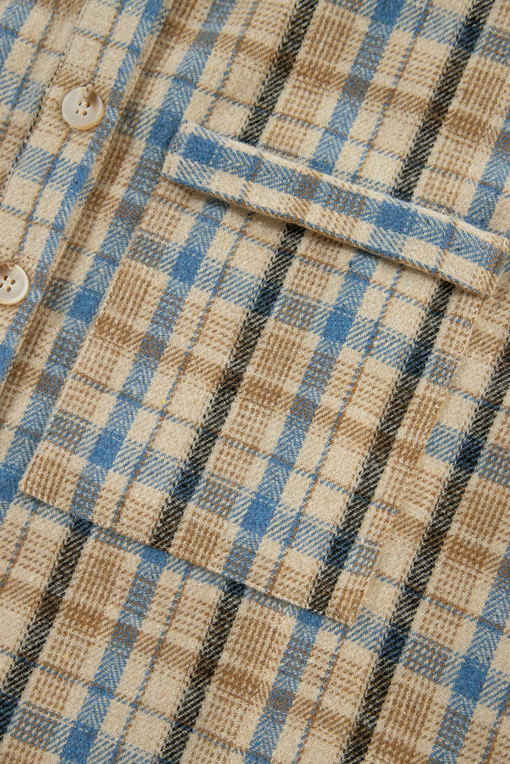 Ashleigh Blue Waffle Knit Patchwork Hooded Plaid Shacket eAura