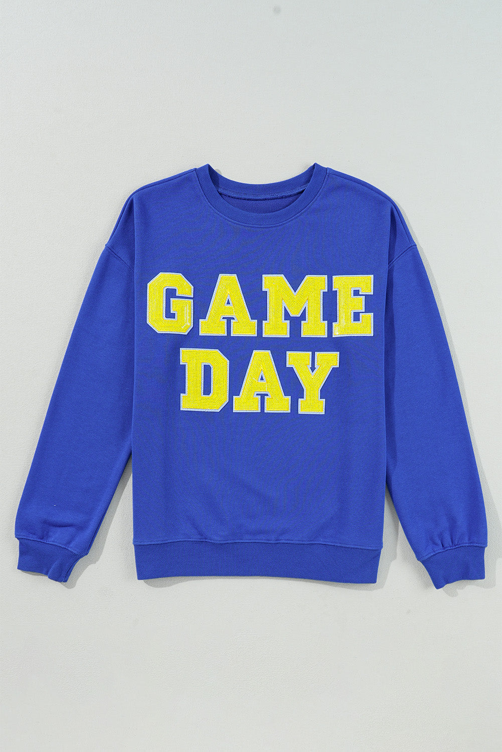 Dark Blue Game Day Crew Neck Graphic Pullover Sweatshirt eAura