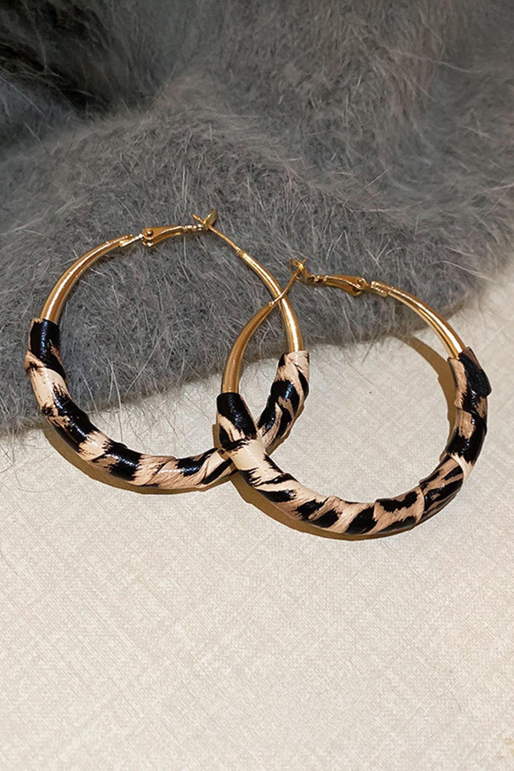 Gold Coloured Leopard Large Hoop Earrings
