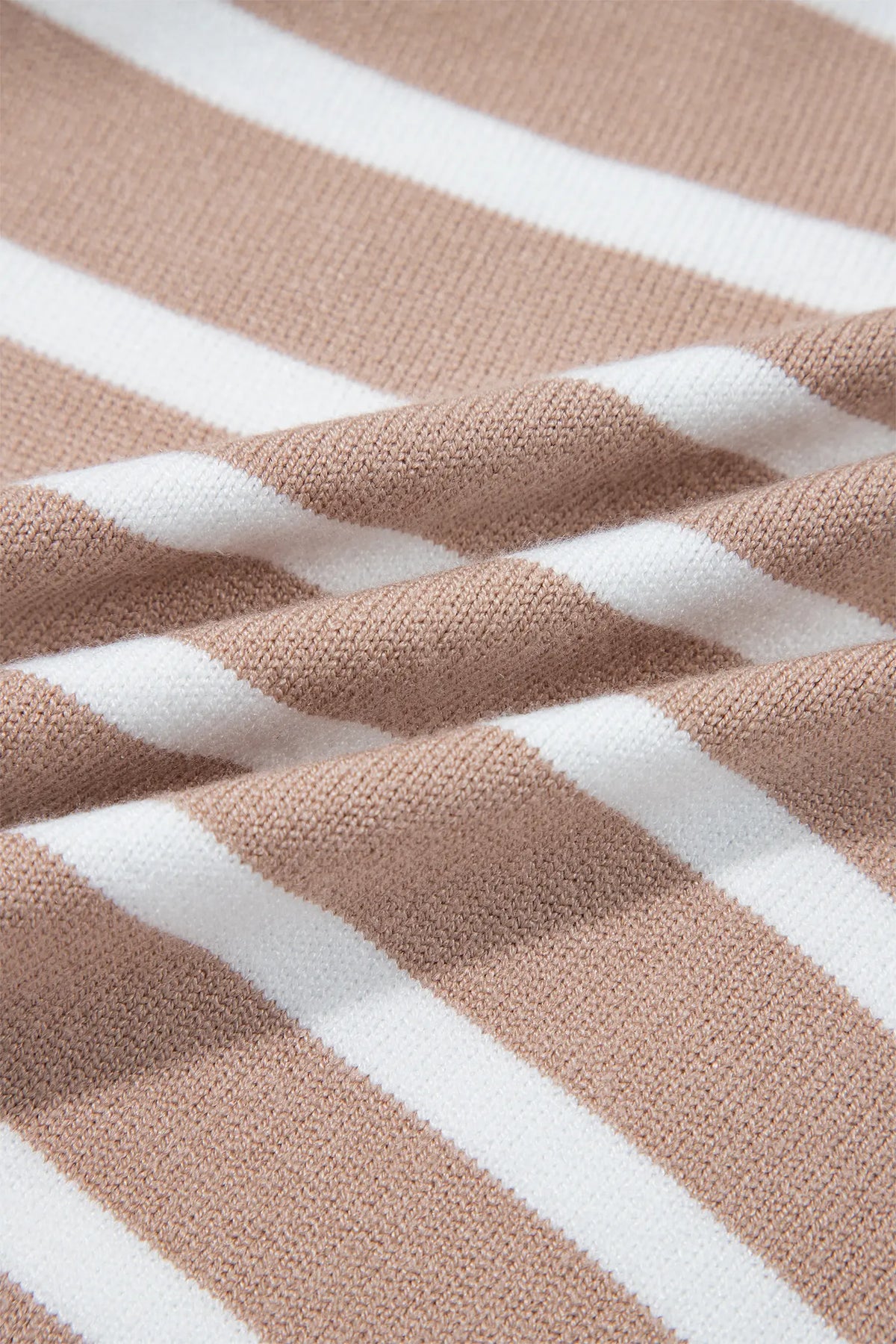 Button Down Short Sleeve Knit Plus Size Cardigan – Khaki Stripe
