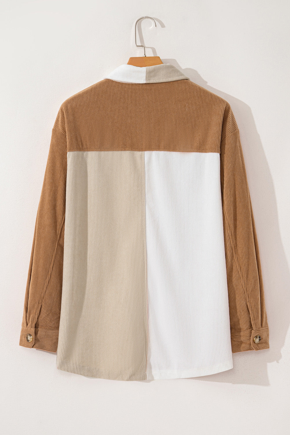 Multicolour Corduroy Colourblock Loose Shacket eAura