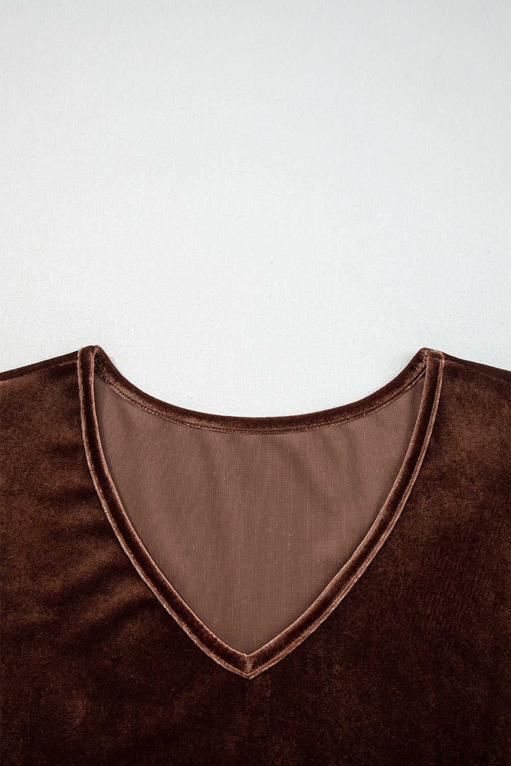 Brown Velvet V-Neck Long Sleeve Tiered Mini Dress eAura