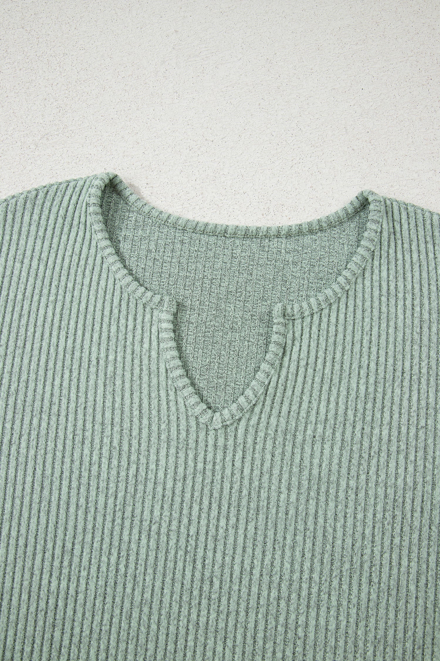 Rib Notched Neck Long Sleeve Leggings Two Piece Lounge Set - eAura