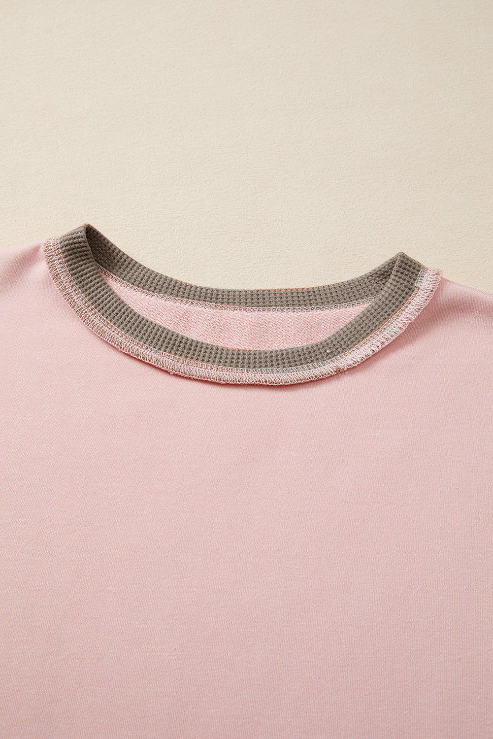 Mix Texture Waffle Patchwork Oversize Sweatshirt - eAura