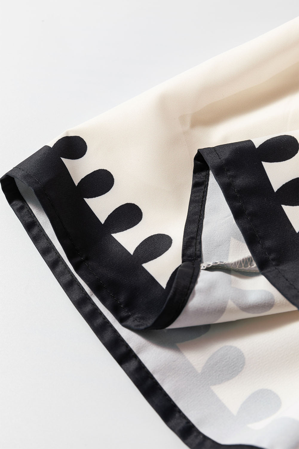 Black Vintage Print V Neck High Waist Short Sleeve Dress eAura