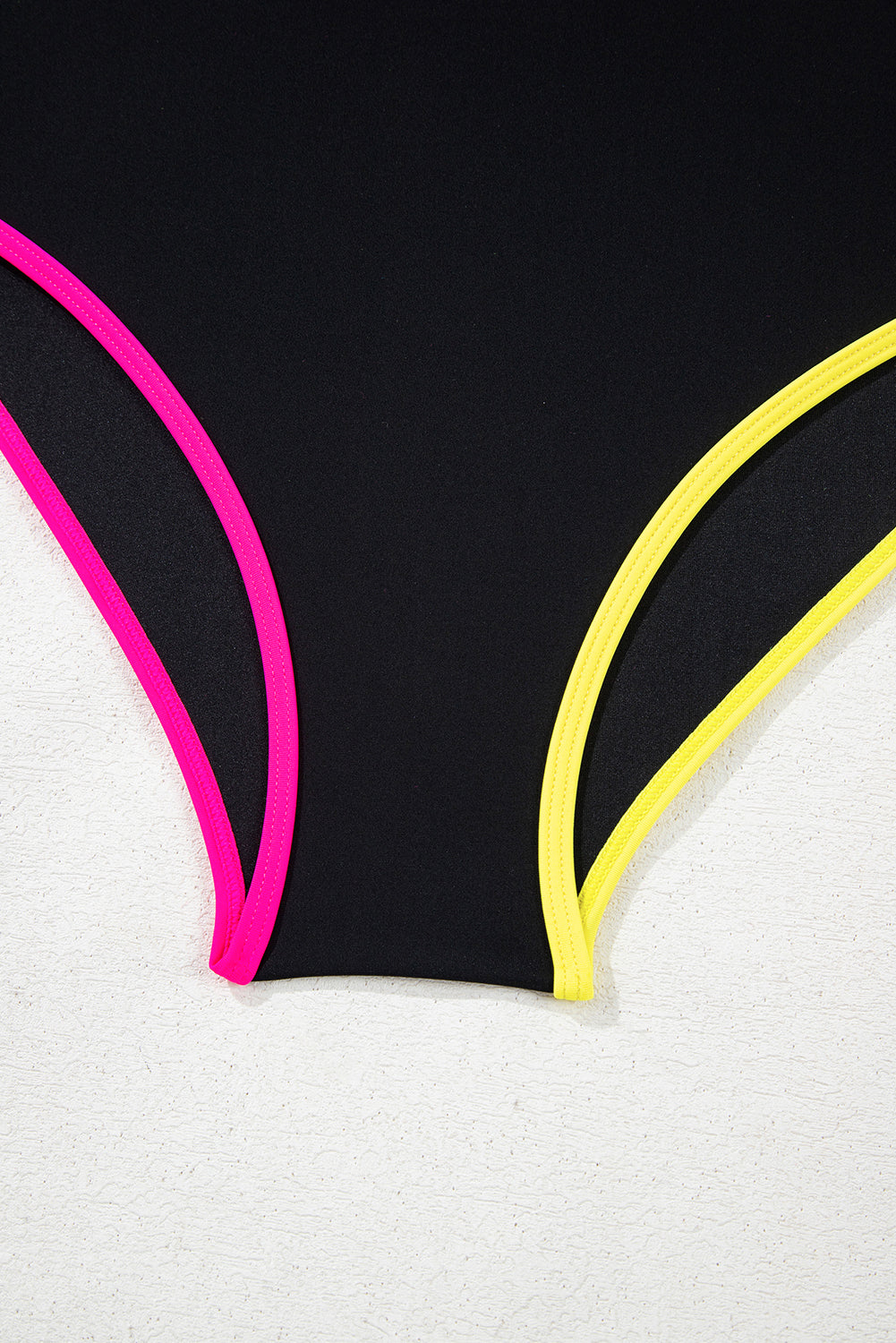 Black Colour Block Drawstring Side V Neck High Waist Bikini Set eAura