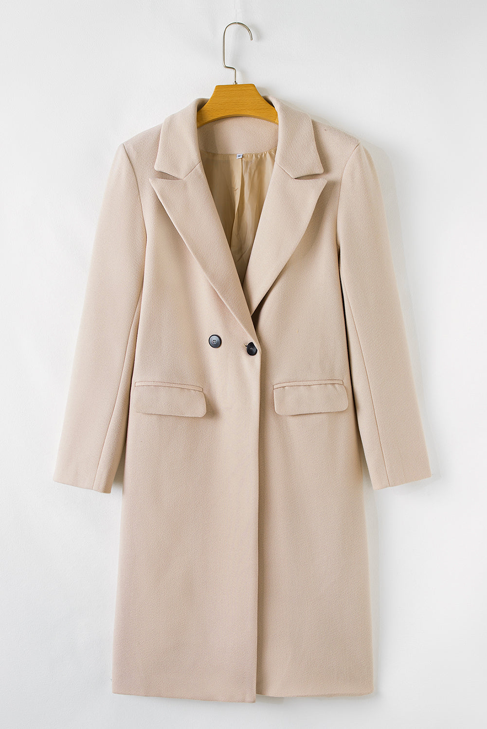 Dark Khaki Single Breasted Lapel Collar Flap Pocketed Overcoat - eAura