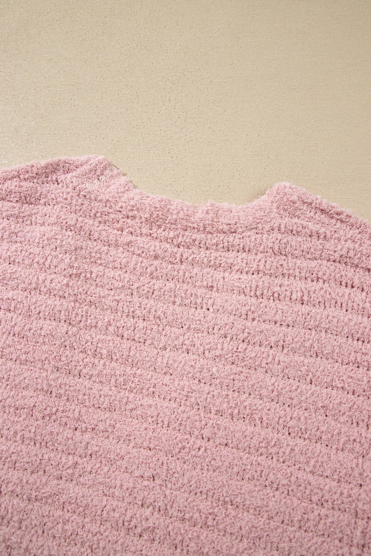 Open Front Soft Fuzzy Ribbed Sweater Cardigan – Light Pink