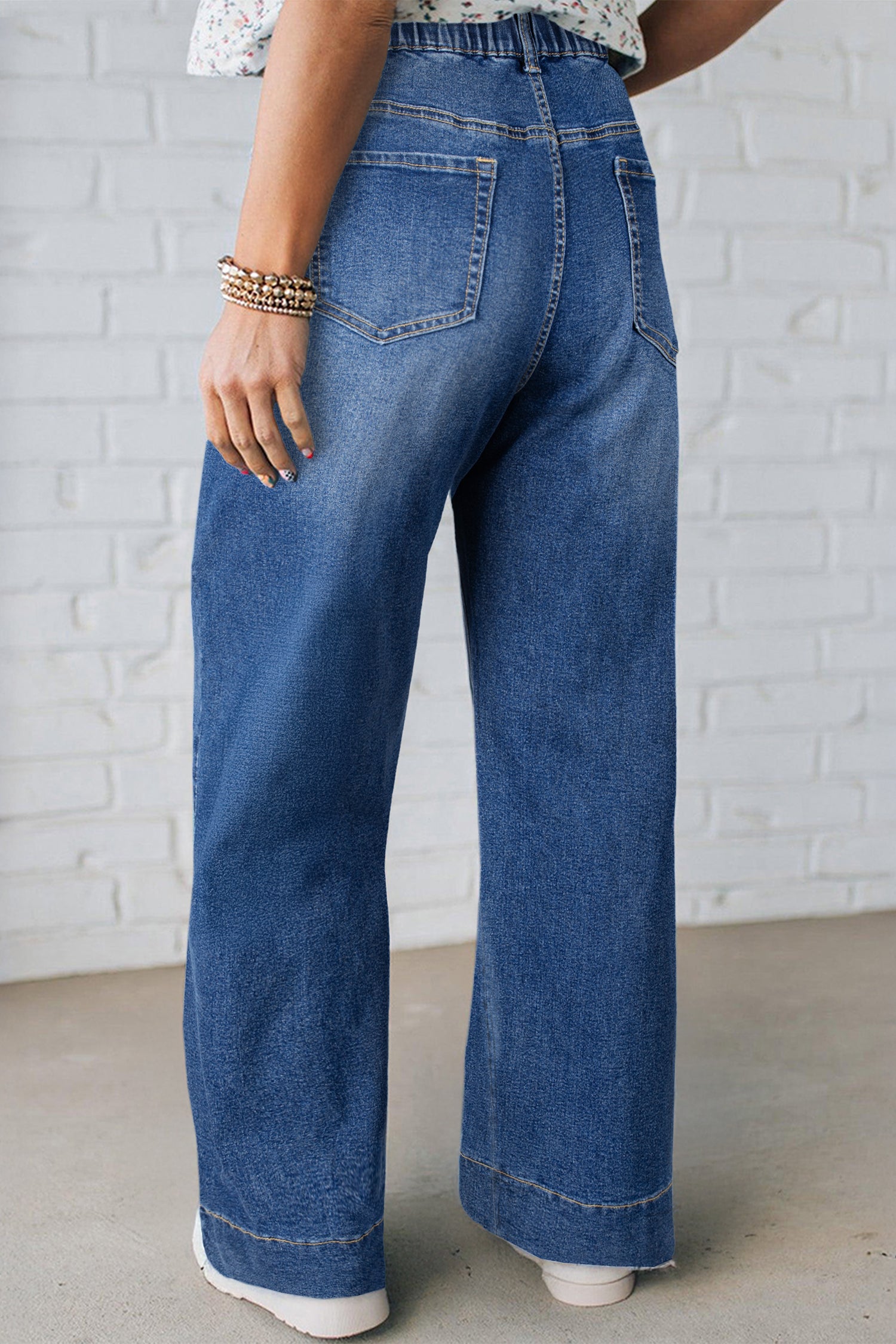 Acid Wash Contrast Lace-up Plus Size Jeans