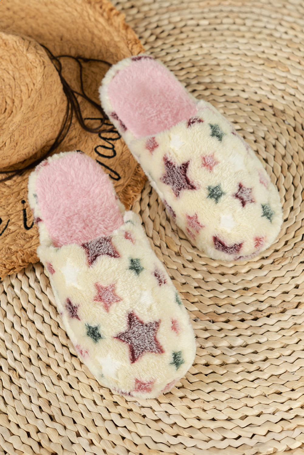 Star Pattern Plush Home Slippers - eAura