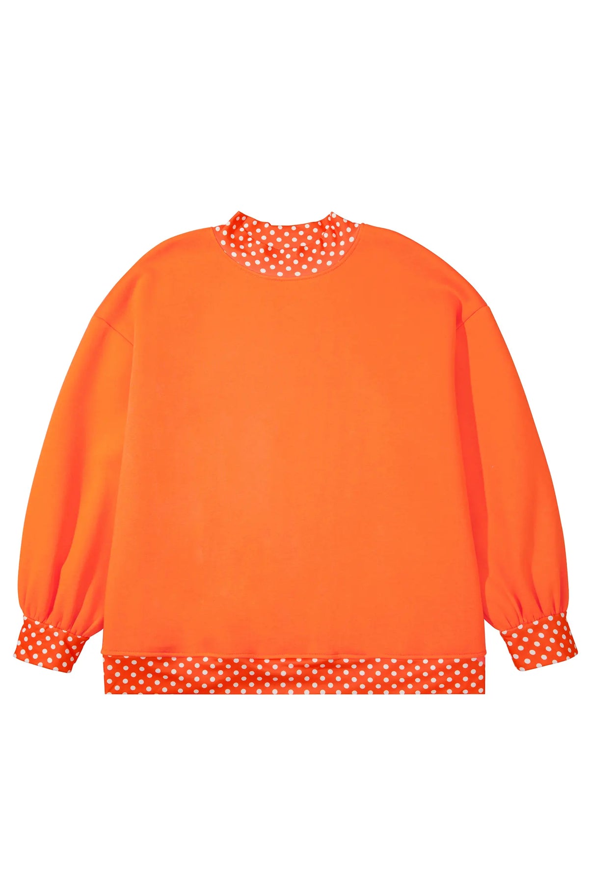Polka Dot Patchwork Round Neck Plus Size Sweatshirt – Racing Red