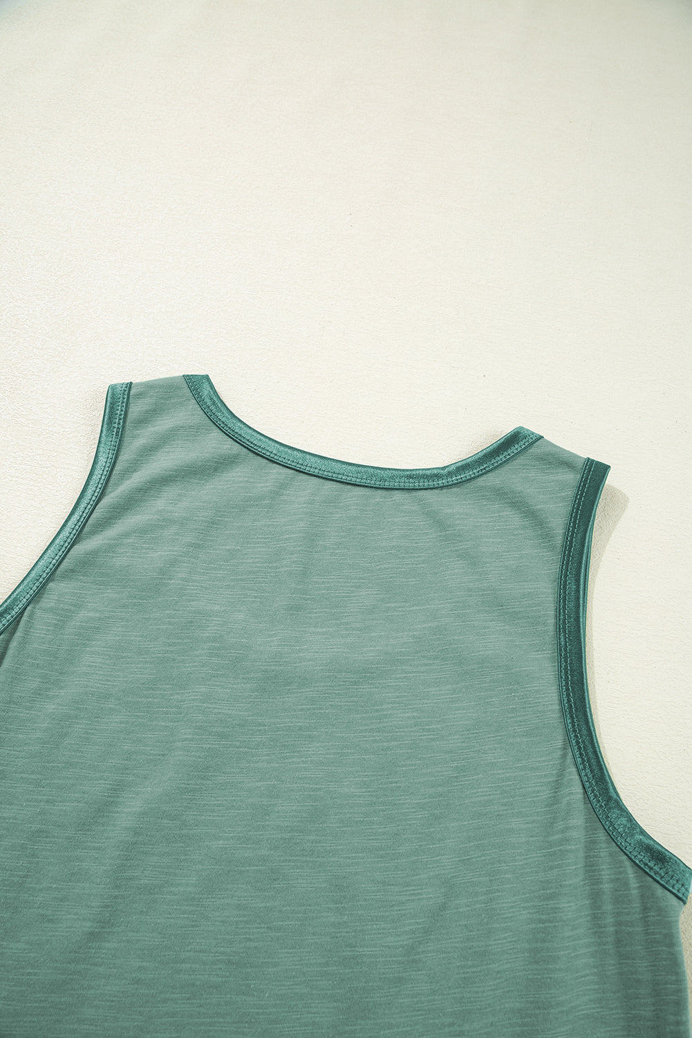 Mist Green Metallic Sheen Edge Scoop Neck Sleeveless Top eAura