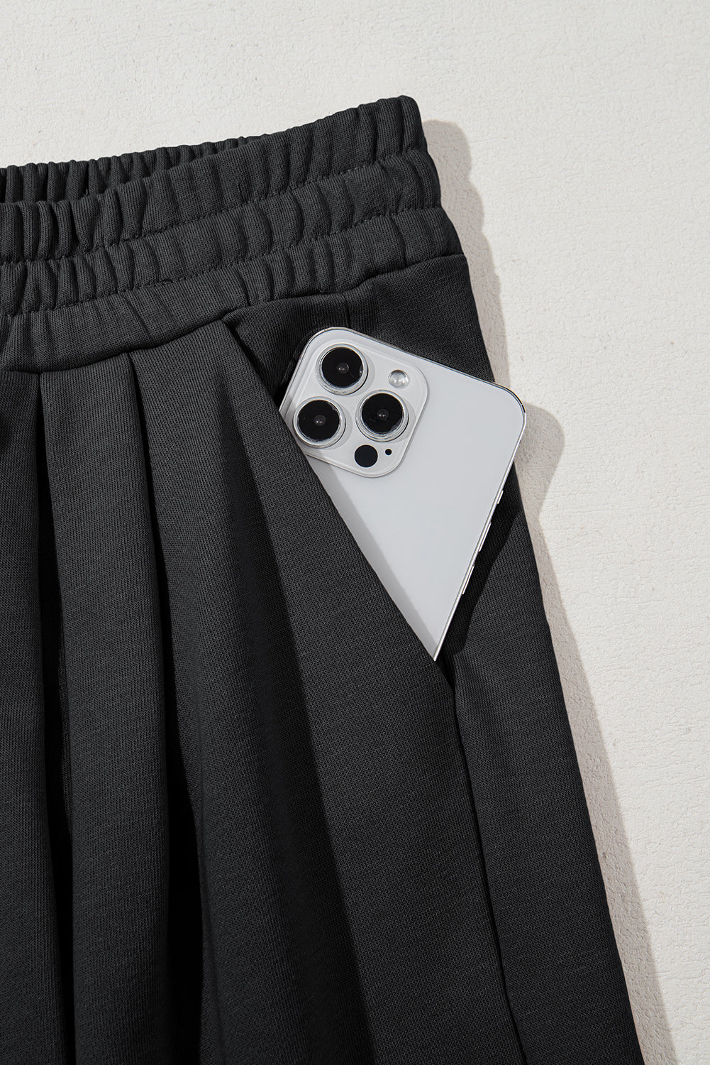 Tied Elastic High Waist Pleated Detail Sweatpants - eAura