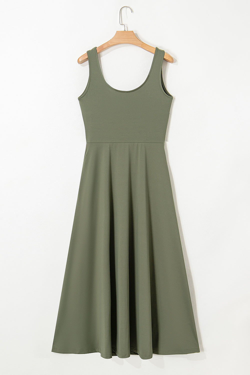 Four Leaf Clover Sleeveless Scoop Neck Flared Split Midi Dress eAura