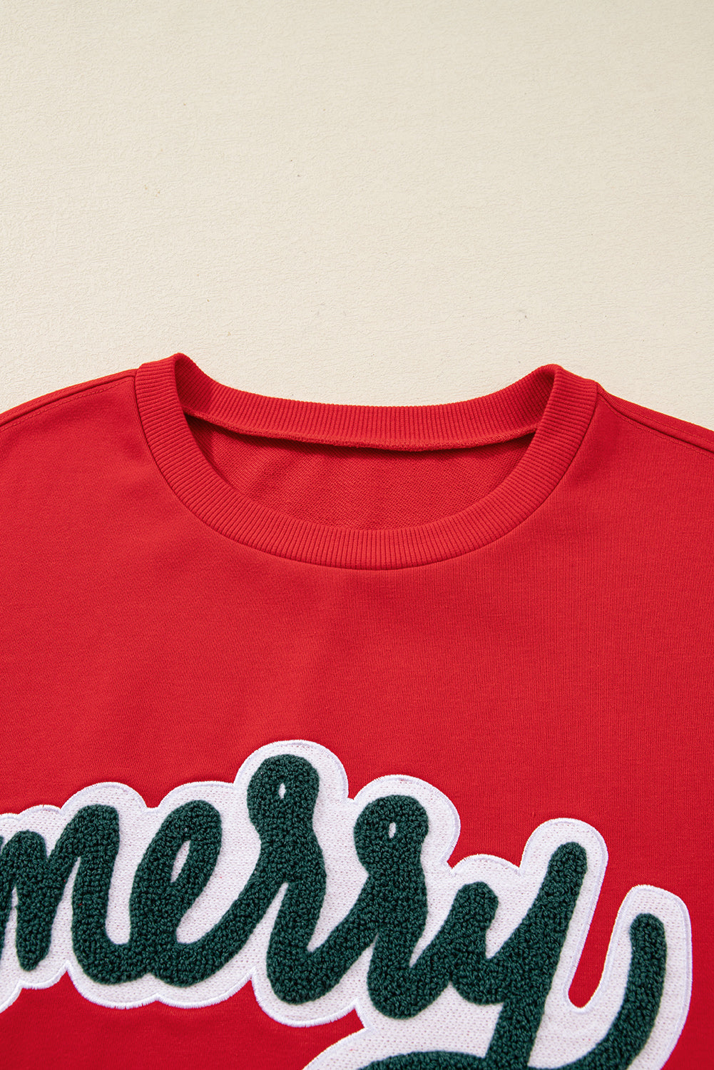 Fiery Red Merry Script Holiday Christmas Graphic Sweatshirt - eAura