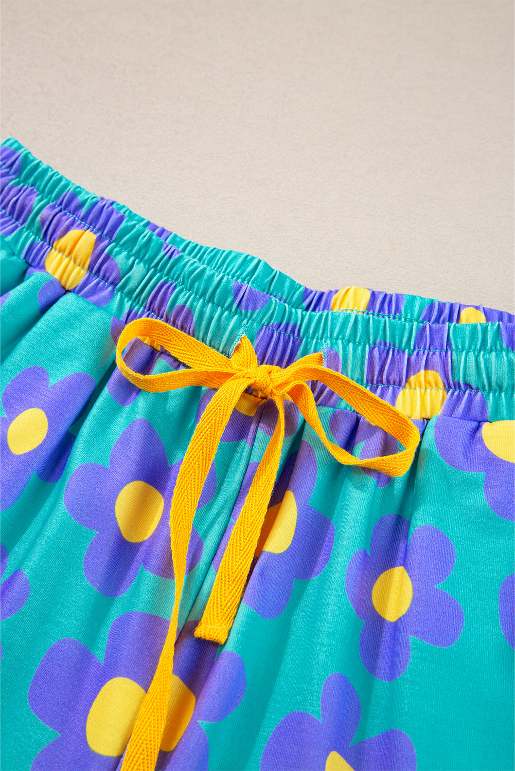 Green Flower Print Short Sleeve Shirt Pyjamas Set eAura